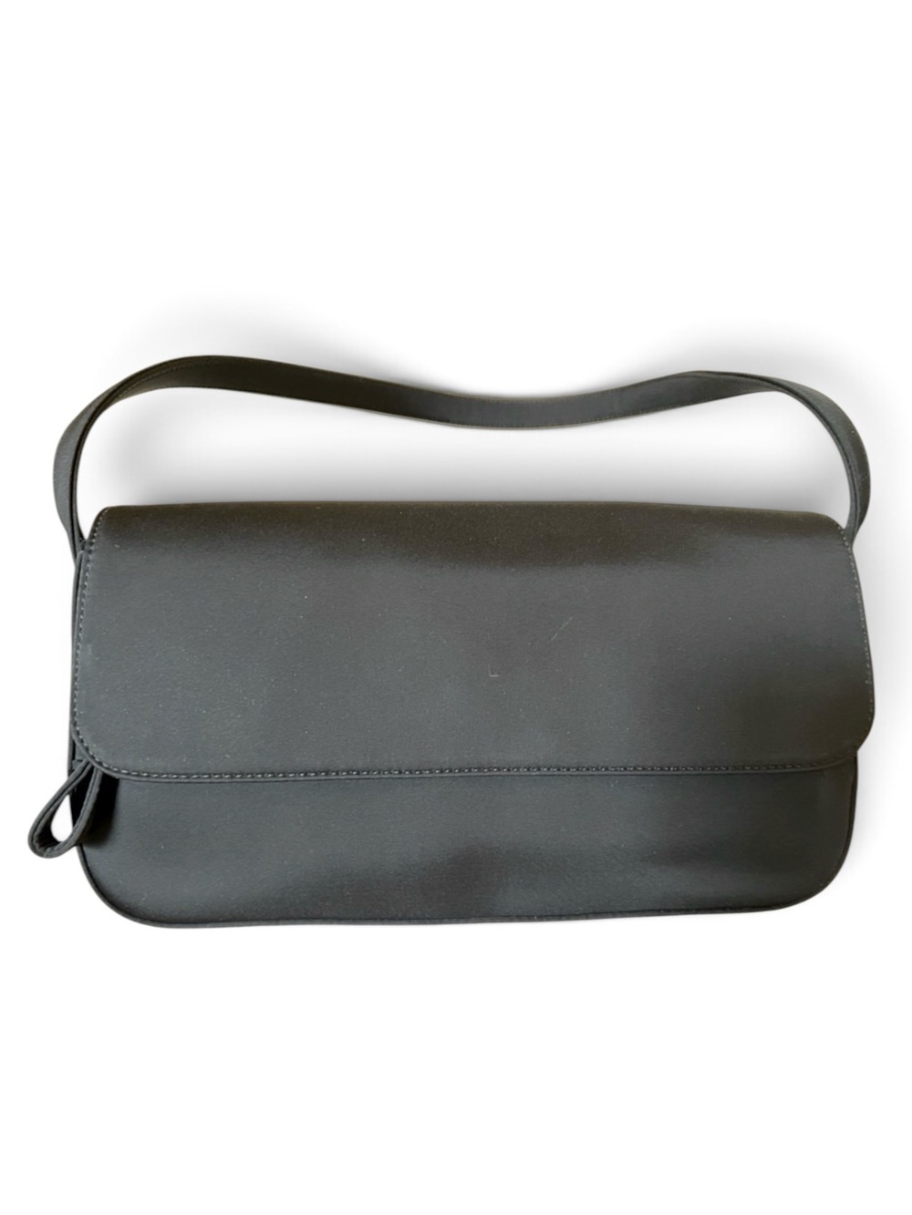 Jones New York Matte Black Flap 90s Baguette Shoulder Bag NWOT